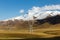 Pylons of high-voltage power lines in the mountains