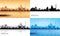 Pyongyang city skyline multicolored silhouettes set