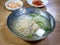 Pyongyang Naengmyeon, Korean noodle dish of buckwheat and cold broth made from beef.