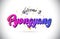 Pyongyang Welcome To Word Text with Purple Pink Handwritten Font and Yellow Stars Shape Design Vector