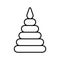 Pyramid. Baby icon on a white background, line design.