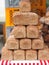Pyramid of brown wheat-rye bread