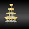 Pyramid of champagne glasses against black background and place for text. Vector