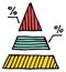 Pyramid chart doodle. Data distribution color icon