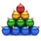 Pyramid christmas balls colorful top red leader first place win