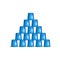 Pyramid of cups in blue design