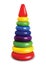 Pyramid. Developing game for children. Bright colored plastic toy. Isolated object. Vector