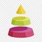 Pyramid divided into three segment layers icon