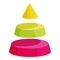 Pyramid divided into three segment layers icon