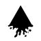 Pyramid dripping, triangle dark, black icon. Liquid paint flows. Melted logo. Current paint, stains. Mockup of blank. Template ink