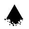 Pyramid dripping, triangle dark, black icon. Liquid paint flows. Melted logo. Current paint, stains. Mockup of blank. Template ink