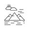 Pyramid field sun line icon. Element of landscapes icon