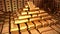 Pyramid of fine gold bars in bank vault or safe. Business, investment and finance illustration.