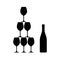 Pyramid of glasses and a bottle of champagne - vector