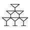 Pyramid of glasses thin line icon. Champagne glasses vector illustration isolated on white. Crystal outline style design