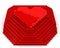 Pyramid with heart on top made of red cubic pixels