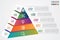 Pyramid infographic colorful template with 5 steps or options concept.Each part contains unique number, icon and space for own