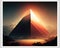 A pyramid its peak illuminated by the first rays of sunlight as it rises majestically. Zodiac Astrology concept. AI