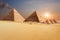 The Pyramid of Khafre and the Pyramid of Menkaure in Giza, beautiful egyptian scenery