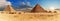 The Pyramid of Khafre and the Pyramid of Menkaure with small Pyramids, Giza complex panorama, Egypt