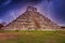 The pyramid of Kukulcan at Chichen Itza with thunder storm