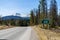 Pyramid Lake Road Sign, Cottonwood Slough Loop route. Jasper National Park, Canadian Rockies.