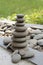 Pyramid of large gray pebbles.