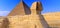 Pyramid located at Giza and the Sphinx. Panorama