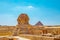 Pyramid of Mikerin and the Great Sphinx. Great Egyptian pyramids