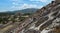 Pyramid of the moon, stone wall with pointy stones sticking out at the pyramids Teotihuacan Mexico