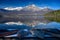 Pyramid Mountain reflecting in the Patricia Lake in the Jasper National Park Alberta, Canada