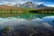 Pyramid Mountain reflecting in the Pyramid Lake in the Jasper National Park Alberta, Canada