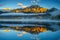 Pyramid Mountain reflecting in the Pyramid Lake in the Jasper National Park Alberta, Canada