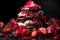 Pyramid of plump berries under dark chocolate falls, valentine, dating and love proposal image