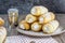 Pyramid of a puff pastry creme rolle with cream traditional Cze