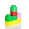 Pyramid of rubber blocks, folding figures, easy assembly, toy for the youngest, kids, isolated on a white