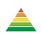 Pyramid scheme 5 five steps. vector hierarchy chart level graph, green red yellow diagram structure. triangle infographic