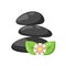 Pyramid from sea pebble relax heap stones isolated and healthy wellness black massage meditation natural tool spa