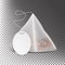 Pyramid Shape Tea Bag Mock Up With Empty White Label. Isolated On Transparency Background. Vector Illustration