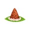 Pyramid-shaped cake. Traditional Indonesian cuisine. Tasty dessert. Flat vector design for menu, flyer or brochure