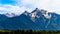 The pyramid shaped Cheam Mountain, or Cheam Peak, towering over the Fraser Valley as seen from the Lougheed Highway near Agassiz