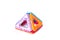 Pyramid-shaped multi-colored magnetic constructor on a white background