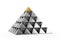 Pyramid of shiny silver small pyramids