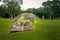 Pyramid and Stella in Great Plaza of Mayan Ruins - Copan Archaeological Site, Honduras