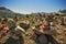 Pyramid of stones on a background of mountains