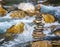 Pyramid of stones on river