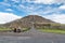 Pyramid of the Sun against blue sky, the largest ruins of the architecturally significant Mesoamerican pyramids  in Teotihuacan,