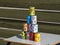 Pyramid of tin cans for throwing balls at them