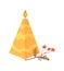 Pyramid yellow candle. Sumbol religion church, style vector illustration