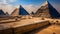 Pyramids of Giza, Egypt, view of the pyramids from the inner courtyard